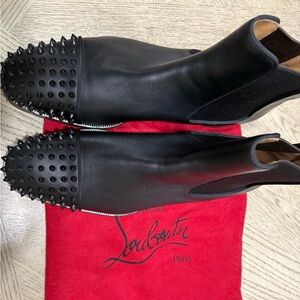 Black Christian Louboutin Melin Spike Leather Boots